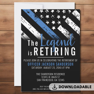 Police Retirement Thin Blue Line Law Enforcement Einladung