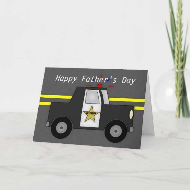 Police Sheriff Car Happy Vatertag Card Karte (Vorderseite)
