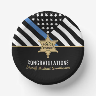 Police Sheriff Retirement Thin Blue Line Flag Pappteller
