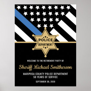 Police Sheriff Retirement Thin Blue Line Willkomme Poster