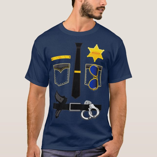 Police Sheriff Uniform Funny Halloween-Kostüm T-Shirt (Vorderseite)