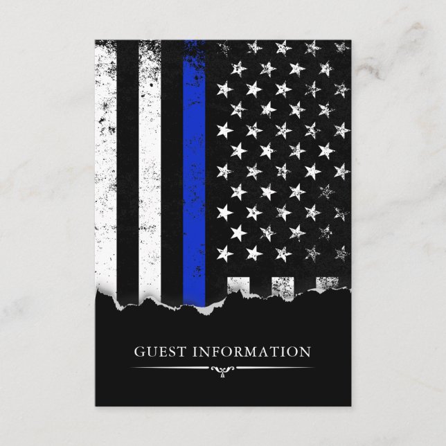 Police Style American Flag Party|Event Small Black Begleitkarte (Vorderseite)