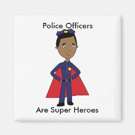 Police Super Hero Afro American Personalize Magnet