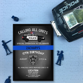 Police SUV Abzeichen Thin Blue Line Geburtstag Einladung