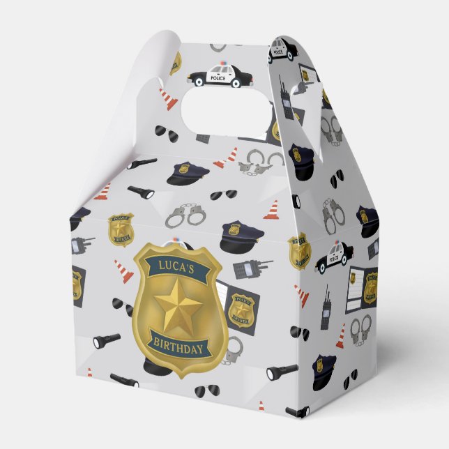 Police Themed Policeman Cop Birthday Geschenkschachtel (Vorderseite)