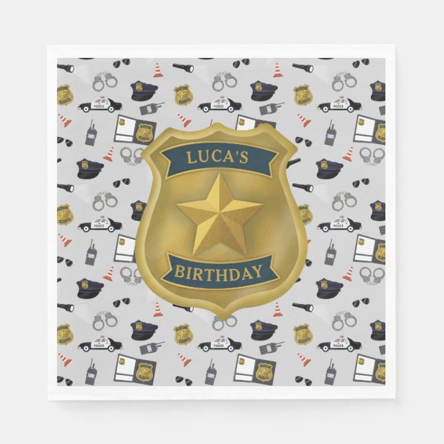 Police Themed Policeman Cop Birthday Serviette (Vorderseite)