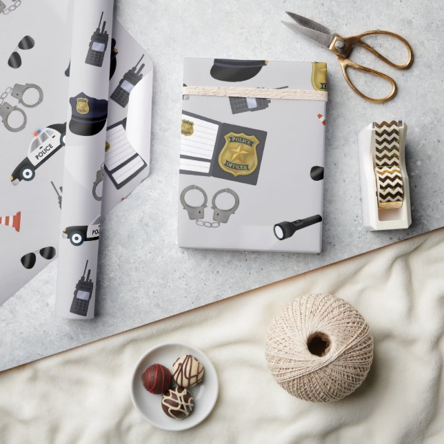 Police Themed Policeman Cop Pattern Geschenkpapier (Kunsthandwerk)