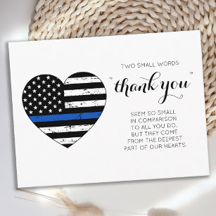 Police Thin Blue Line America Flag Herzlichen Dank Postkarte