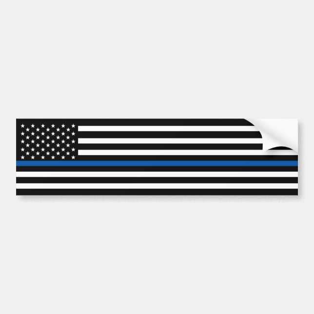 Police Thin Blue Line American Flag Autoaufkleber (Vorne)