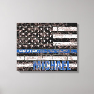 Police Thin Blue Line American Flag erschüttert Leinwanddruck