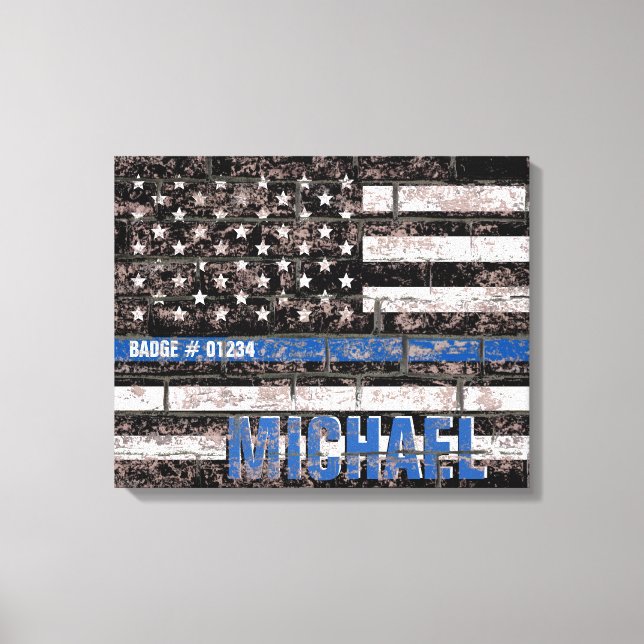 Police Thin Blue Line American Flag erschüttert Leinwanddruck (Vorderseite)