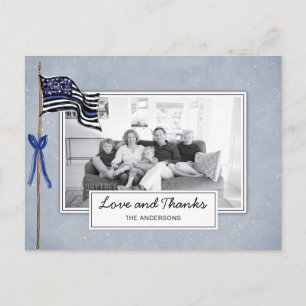 Police Thin Blue Line American Flag Foto Danke Postkarte