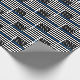 Police Thin Blue Line American Flag Geschenkpapier