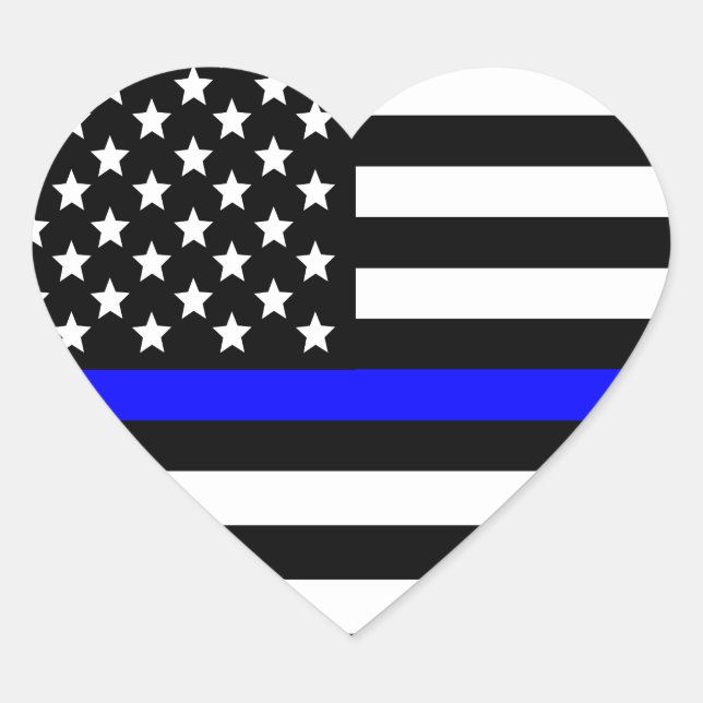 Police Thin Blue Line American Flag Herz-Aufkleber (Vorderseite)