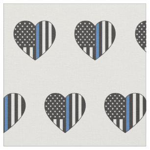 Police Thin Blue Line American Flag Herzmuster Stoff