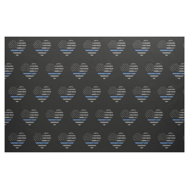 Police Thin Blue Line American Flag Herzmuster Stoff (Fat Quarter (45,7 x 55,9 cm))