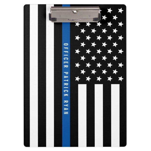 Police Thin Blue Line American Flag Individuelle N Klemmbrett (Vorderseite)