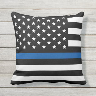 Police Thin Blue Line American Flag Kissen