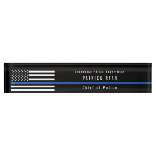 Police Thin Blue Line American Flag Mit Monogramm Namensplakette