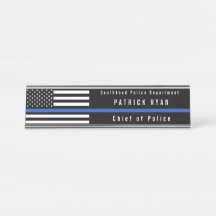 Police Thin Blue Line American Flag Mit Monogramm