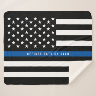 Police Thin Blue Line American Flag Monogram Med. Sherpadecke