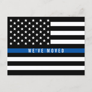 Police Thin Blue Line American Flag Moving Ankündigungspostkarte