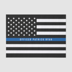 Police Thin Blue Line American Flag Name 10x15 Seidenpapier