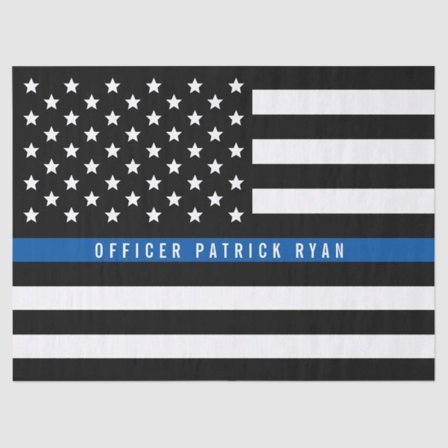 Police Thin Blue Line American Flag Name 17x23 Seidenpapier (Vorderseite)