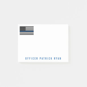 Police Thin Blue Line American Flag Name 4 x 3 Post-it Klebezettel