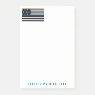 Police Thin Blue Line American Flag Name 4 x 6 Post-it Klebezettel
