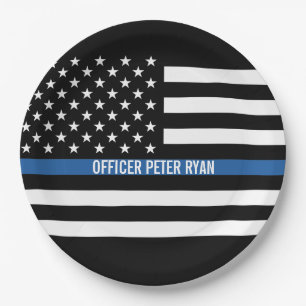 Police Thin Blue Line American Flag Name Pappteller