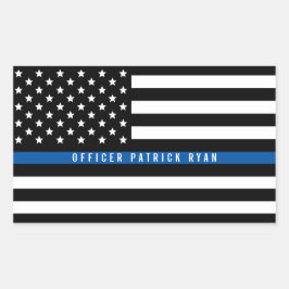 Police Thin Blue Line American Flag Name Rechteckiger Aufkleber