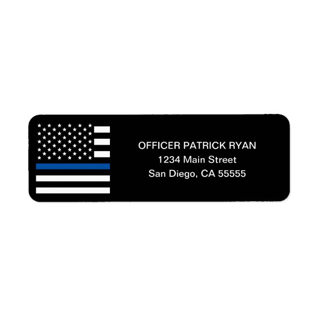 Police Thin Blue Line American Flag Rücksendeadres (Vorne)