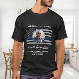 Police Thin Blue Line Custom Foto Memorial T-Shirt
