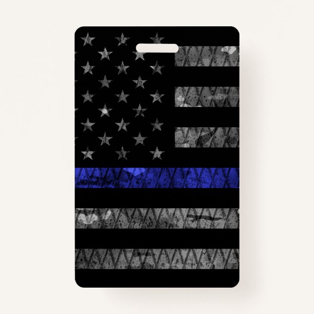 Police Thin Blue Line Flag Ausweis (Vorderseite)