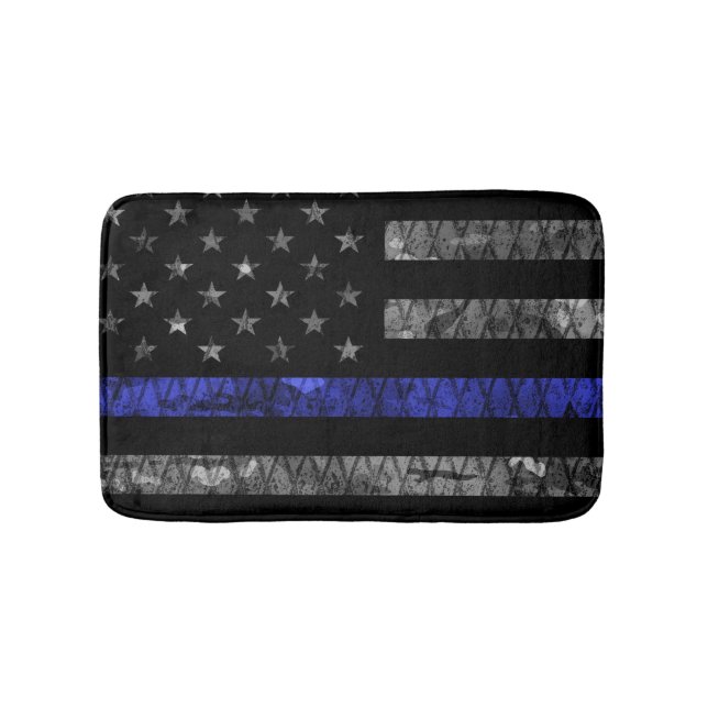Police Thin Blue Line Flag Badematte (Vorderseite)