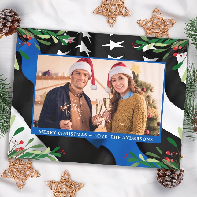 Police Thin Blue Line Flag Custom Foto Weihnachten (Von Creator hochgeladen)