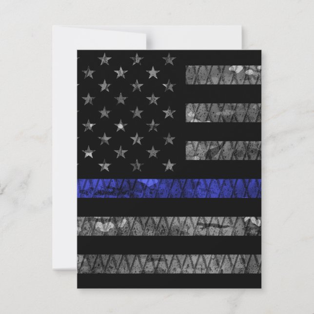 Police Thin Blue Line Flag Dankeskarte (Vorderseite)