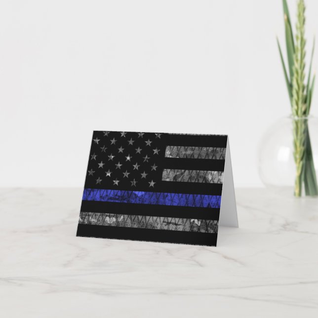 Police Thin Blue Line Flag Dankeskarte (Vorderseite)