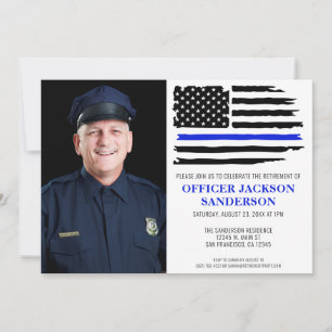 Police Thin Blue Line Flag Foto Rentirement Einladung