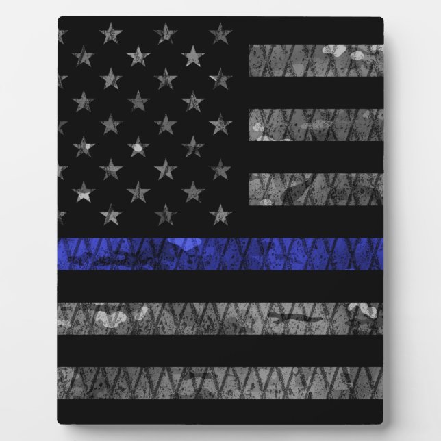 Police Thin Blue Line Flag Fotoplatte (Vorderseite)