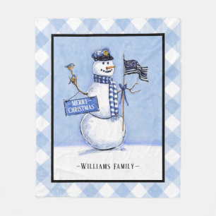 Police Thin Blue Line Flag Frohe Weihnachtsschneem Fleecedecke