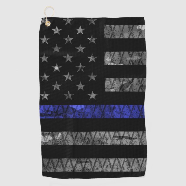 Police Thin Blue Line Flag Golfhandtuch (Vorderseite)