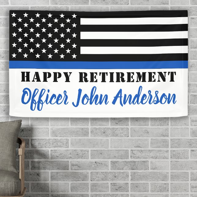 Police Thin Blue Line Flag Happy Retirement Banner (Von Creator hochgeladen)