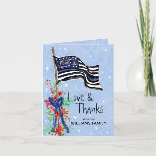 Police Thin Blue Line Flag Holly Family Nave Dankeskarte