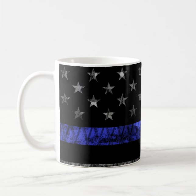 Police Thin Blue Line Flag Kaffeetasse (Links)