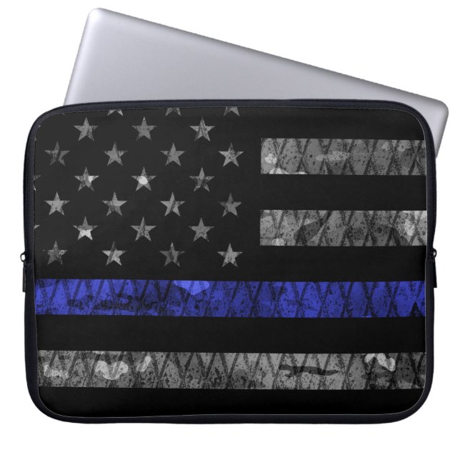 Police Thin Blue Line Flag Laptopschutzhülle (Vorderseite)