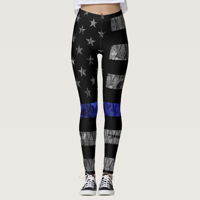 Police Thin Blue Line Flag Leggings (Vorderseite)