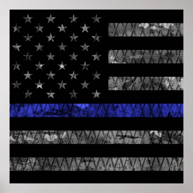 Police Thin Blue Line Flag Poster (Vorne)