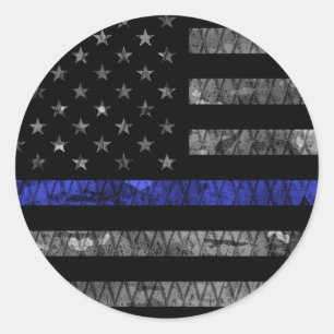 Police Thin Blue Line Flag Runder Aufkleber